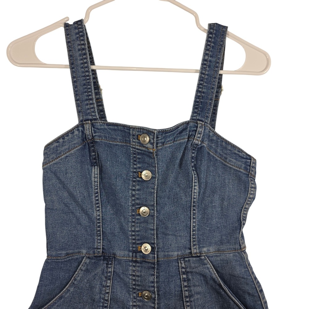 Divided H&M Jumper Dress Women 4 Blue Jean Button Front Mini - Picture 2 of 7